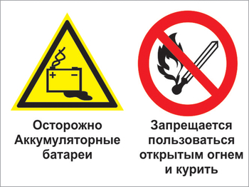 Кз 33 осторожно - аккумуляторные батареи. запрещается пользоваться открытым огнем и курить. (пленка, 400х300 мм) - Знаки безопасности - Комбинированные знаки безопасности - vektorb.ru
